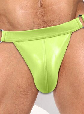 JOCKMAIL 男士三角内裤性感低腰泳衣金属搭扣镭射仿皮泳裤男泳衣