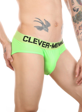 CLEVER-MENMODE 男士三角裤性感U凸荧光色舒爽网孔透气内裤现货