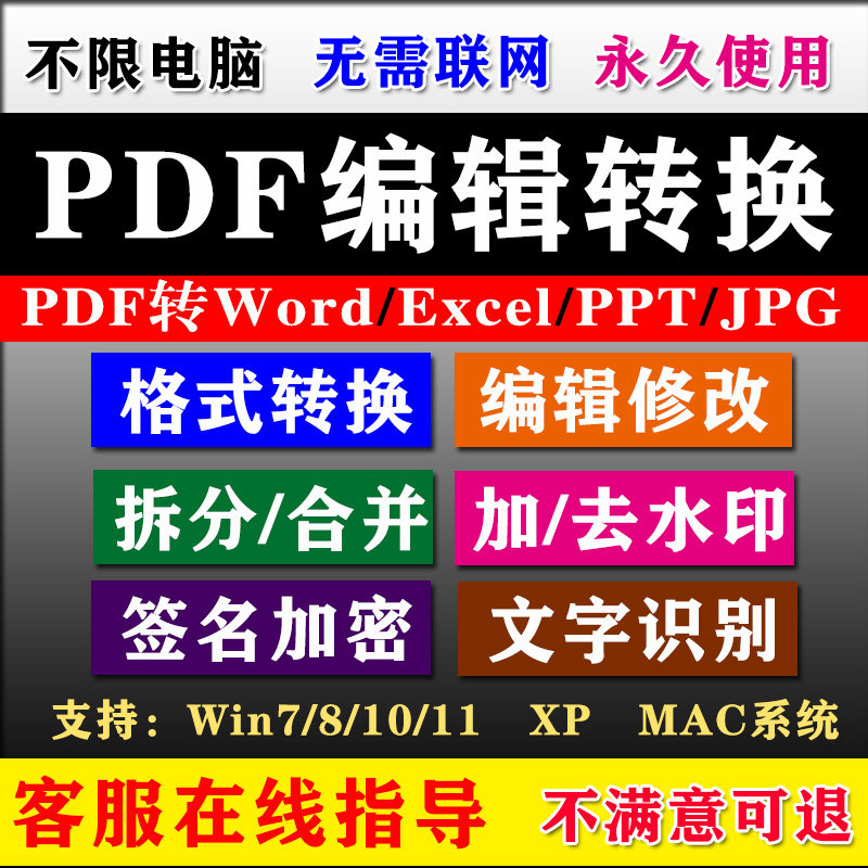 PDF转Word软件PDF编辑器图片转换pdf修改拆分合并压缩加密阅读TXT