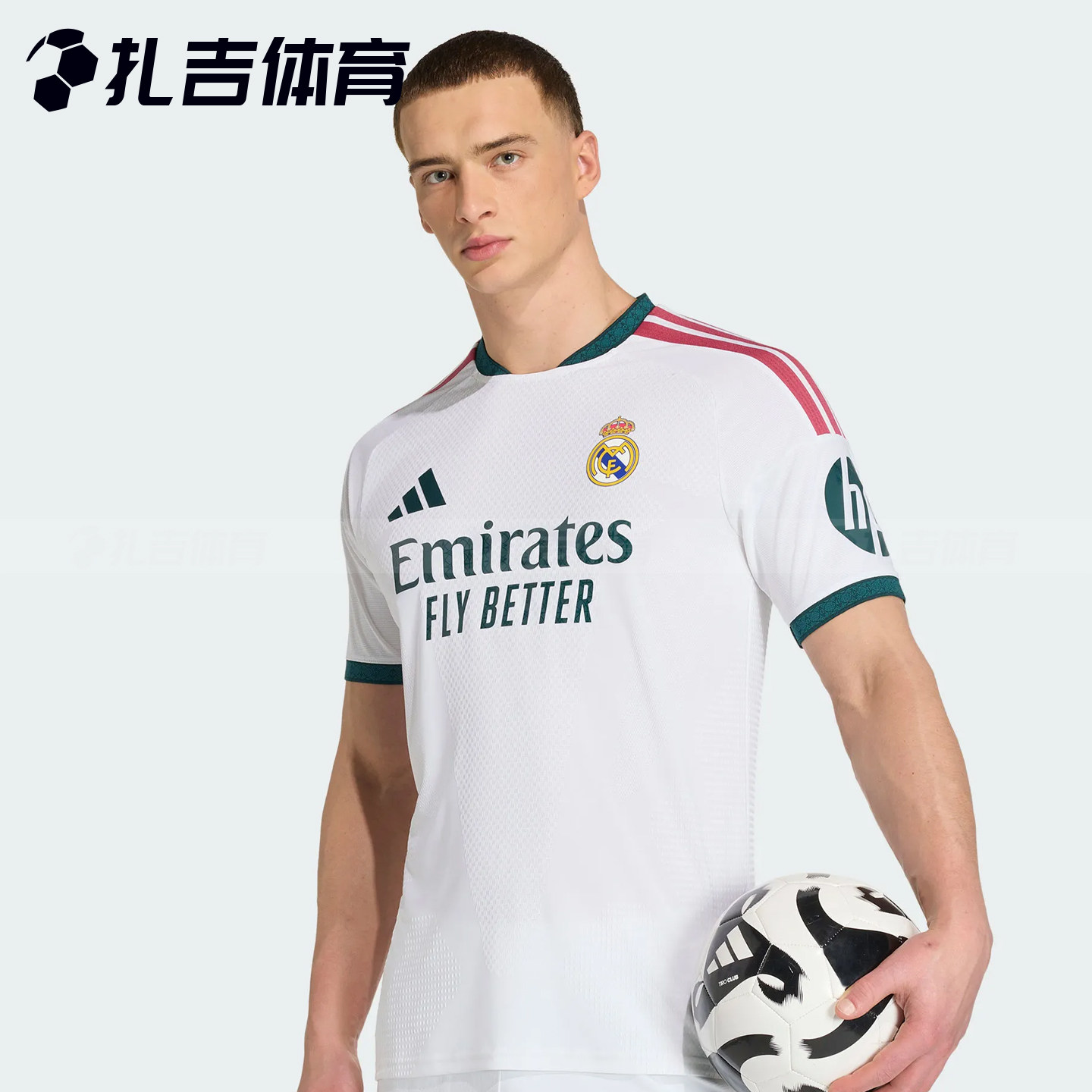 扎吉体育Adidas皇马26/27赛季主场球员版短袖足球服男球衣JZ7218