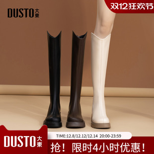 高跟粗跟圆头后拉链厚底小轻靴D1149A 新款 大东骑士靴女鞋 2025冬季