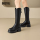 大东骑士靴女鞋 休闲后拉链高跟粗跟圆头D1123 时尚 2025冬季 新款