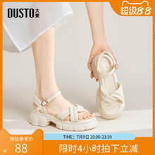 大东一字带凉鞋2025夏季新款女鞋时尚休闲平底高跟一字扣X0147