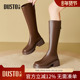 大东dd长筒靴女2025冬季 新款 骑士靴秋冬百搭厚底高跟高筒长靴女靴