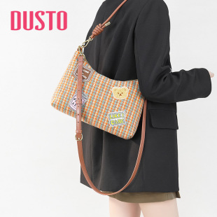 DUSTO單肩手提斜挎包女包冬季 潮流格紋卡通可調(diào)包2007 時(shí)尚 新款