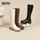 大东长筒靴女鞋 0683 高跟粗跟圆头后拉链鞋 冬季 欧美时尚