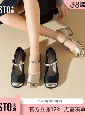大东dd粗跟玛丽珍女鞋高跟鞋2026春季新款法式复古小皮鞋百搭单鞋