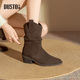美拉德西部牛仔短靴中筒骑士马丁靴 女鞋 大东dd靴子女2025冬季 新款