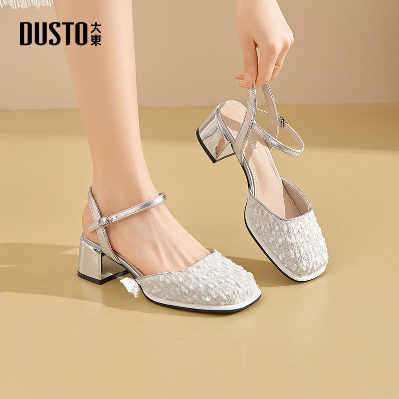 大东dd外穿精致凉鞋女夏外穿2025新款仙女包头粗跟高级感单鞋女鞋