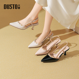 大东dd铆钉高跟鞋女款2026新款夏季女鞋优雅尖头通勤不累脚凉鞋女