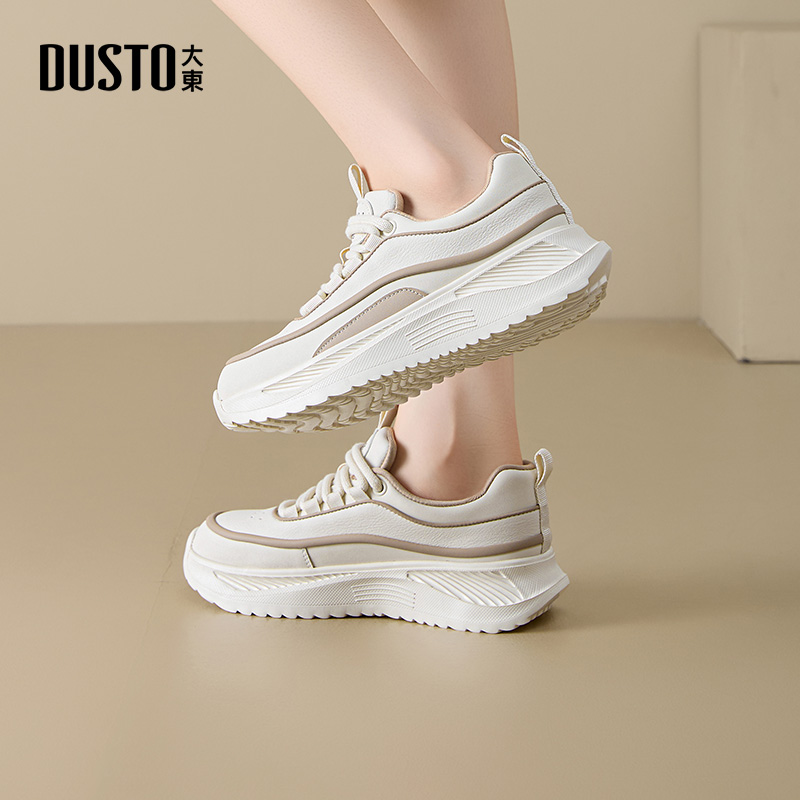 大东小白鞋女鞋2025新款秋潮流学生板鞋厚底圆头休闲运动鞋1364