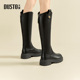 大东长筒靴女鞋 休闲粗跟中跟后拉链圆头D0208 时尚 冬季 新款