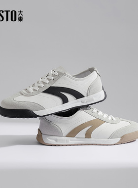 大东德训鞋男鞋2025秋季新款平底低跟系带拼色材质拼贴Q0128