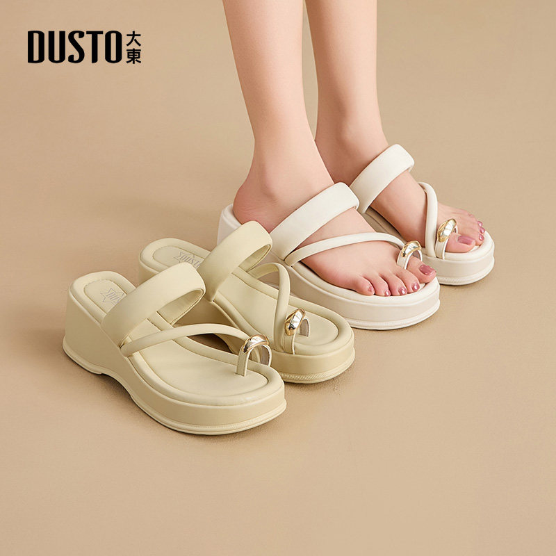 大东沙滩拖鞋女鞋2025夏季新款休闲坡跟高跟套脚饰扣X0707,女鞋,其他拖鞋,淘宝优惠券,粉丝福利购,淘宝优惠卷
