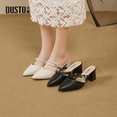 2025夏新款 大东穆勒鞋 女鞋 优雅粗跟高跟套脚一脚蹬外穿半拖X1035