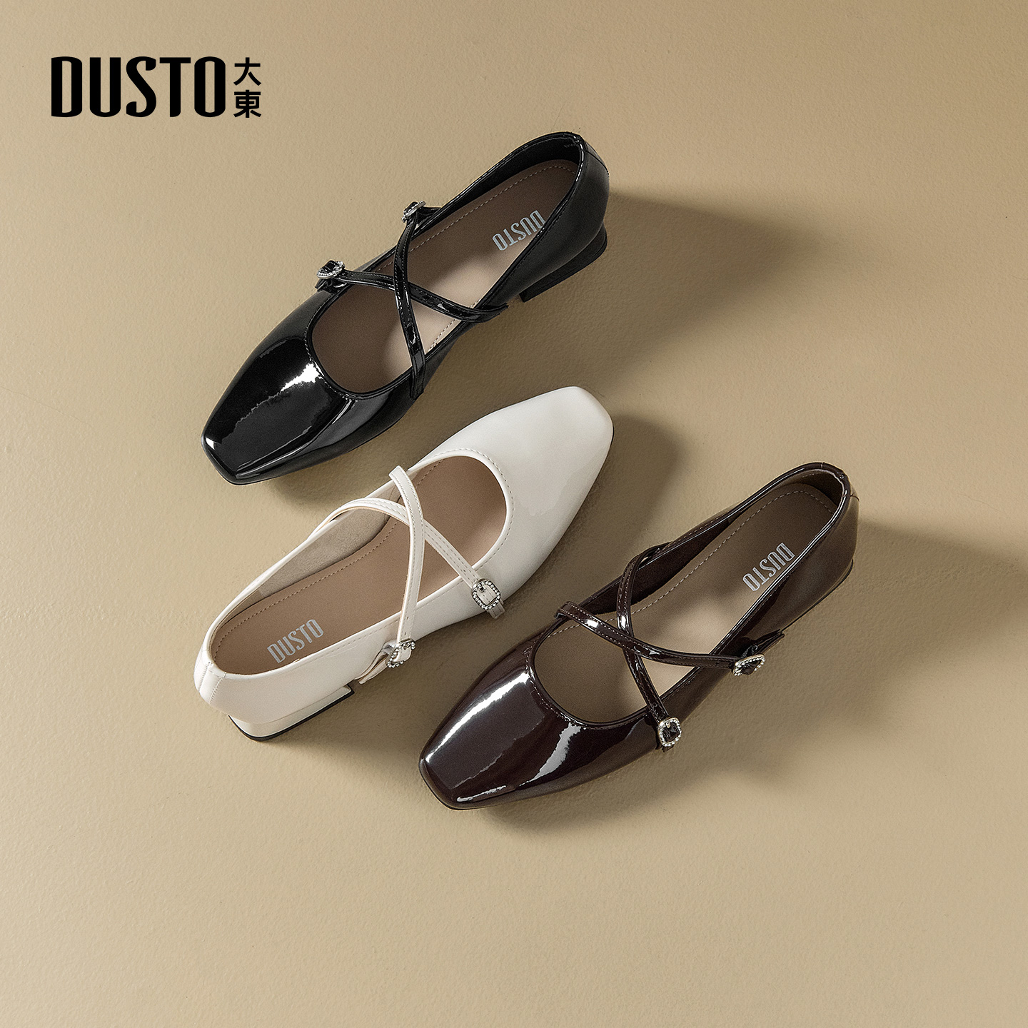 大东玛丽珍鞋女鞋2026春季新款优雅风方跟低跟方头配裙子浅口单鞋