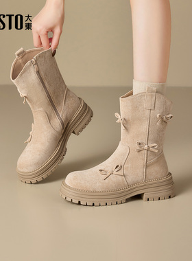 大东dd美拉德短靴女2025新款冬季马丁靴复古加绒靴子百搭厚底女鞋