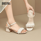 一字带凉鞋 女夏季 新款 大东时尚 甜美高跟粗跟露趾中空女鞋 0019