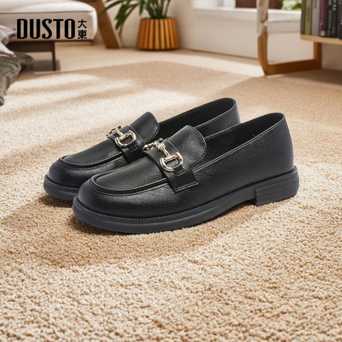 乐福鞋时尚洋气方跟套脚低跟圆头