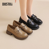 女鞋 2026春季 新款 大东乐福鞋 粗跟中跟套脚圆头饰扣简约单鞋 C3011