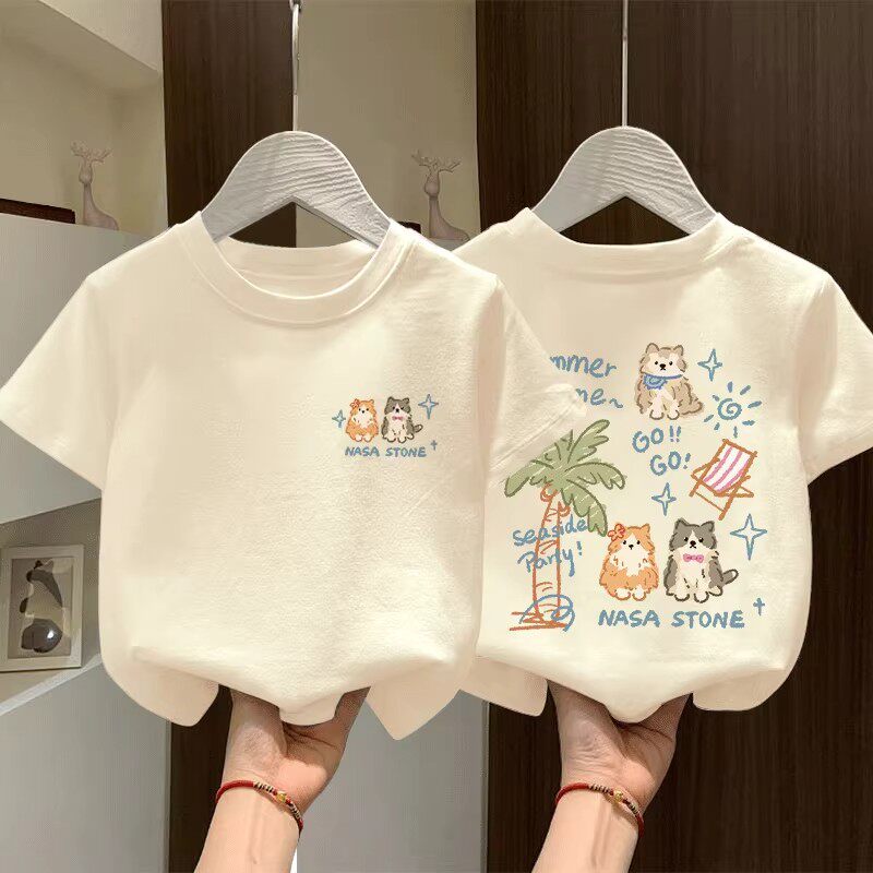 夏季卡通纯棉男女童短袖T恤图片