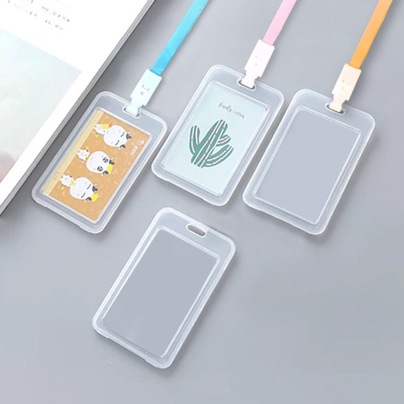 校园卡套小学生胸前卡带挂绳双面透明翻盖式工作牌公交卡套证件套