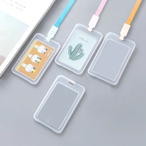 校园卡套小学生胸前卡带挂绳双面透明翻盖式工作牌公交卡套证件套