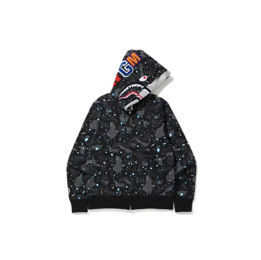 thumbnail for Mzc Shark blue purple red yellow green camouflage classic shark sweater trend men and women zipper hoodie jacket