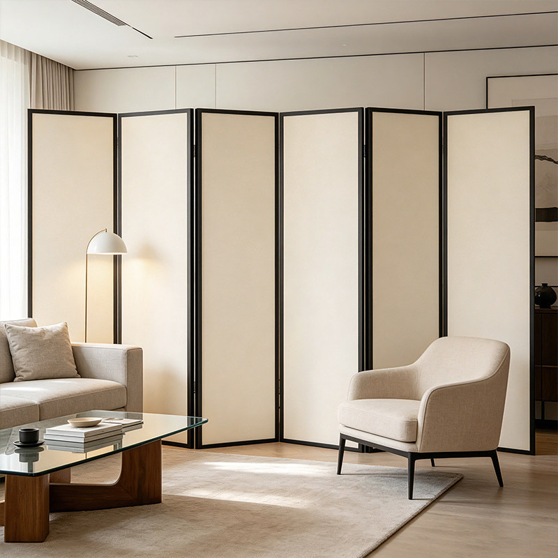 日式奶油风屏风隔断可折叠移动客厅卧室办公室美容院遮挡简约现代