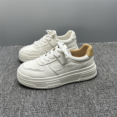 系带学院风街拍软底小白鞋