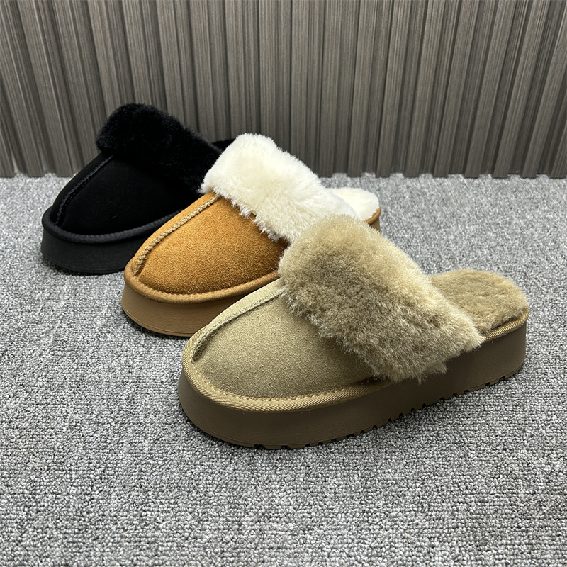 真皮厚底包头加绒加厚韩版毛毛鞋