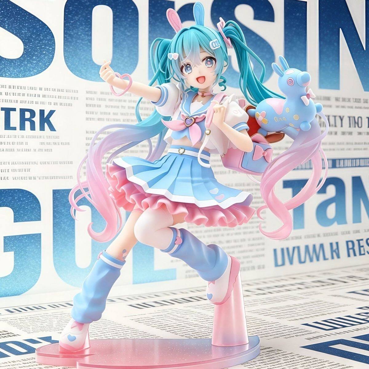 正版蓝兔耳水手初音初音未来周边手办模型桌搭男孩礼物摆件潮玩