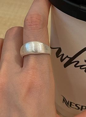 戒指通体S925纯银拉丝宽面素圈