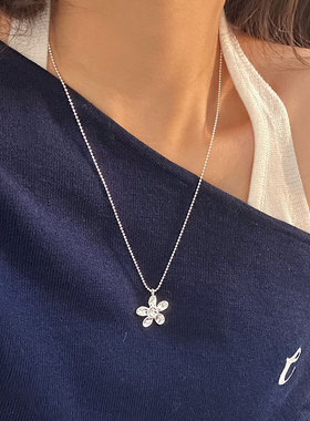 花朵项链S925通体纯银韩版向日葵毛衣链女ins风小众时尚
