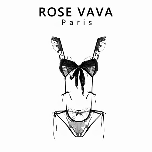 ROSE VAVA法式性感睡衣蕾丝绑带设计蝴蝶结镂空紧身连体衣女新款