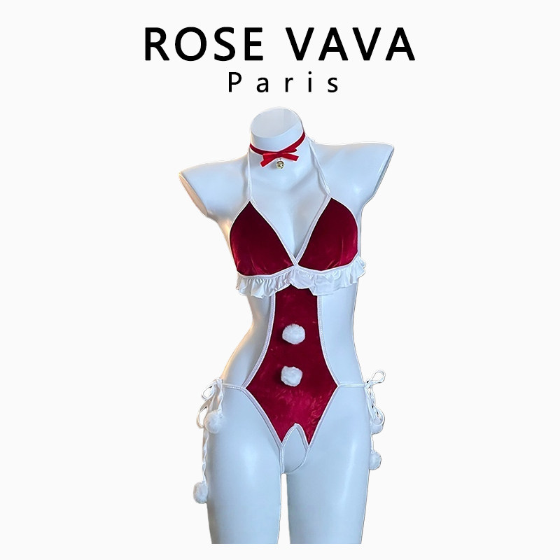 ROSE VAVA性感辣妹文胸套装女圣诞节露背连体衣