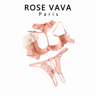 四分之一镂空胸罩 小胸聚拢刺绣文胸内裤 ROSE VAVA蕾丝内衣套装