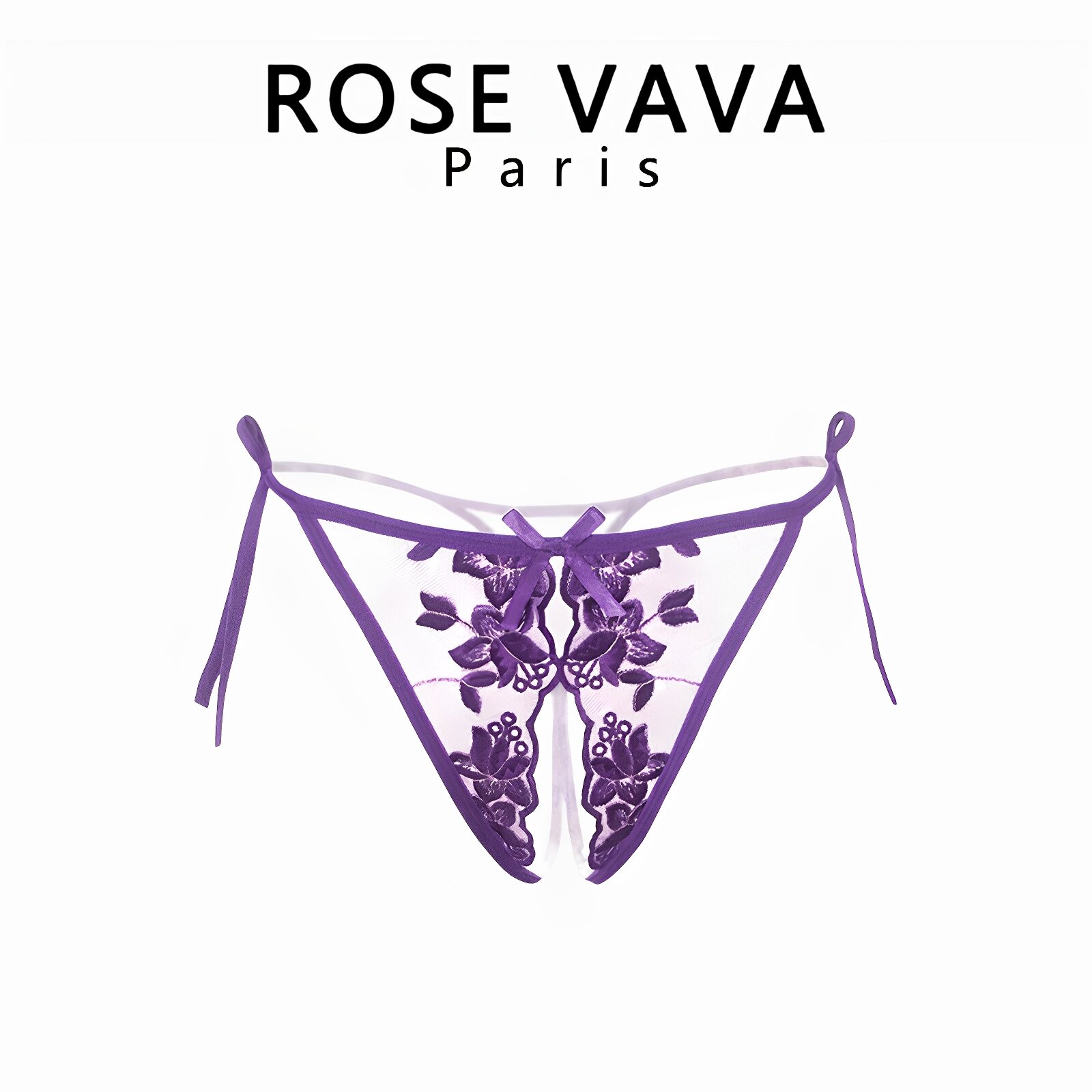 ROSE VAVA 性感系带内裤超薄火辣诱惑绑带开裆免脱丁字裤女