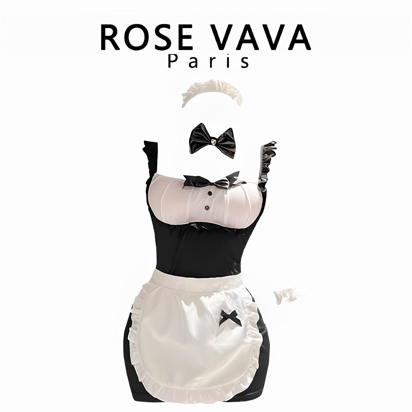 ROSE VAVA性感黑白围裙套装睡裙小胸制服猫咪兔女郎cos服
