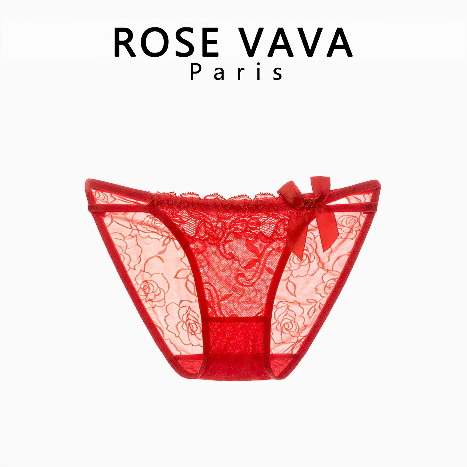ROSE VAVA 女士内裤蕾丝情结性感三角裤女透明诱惑刺绣内裤