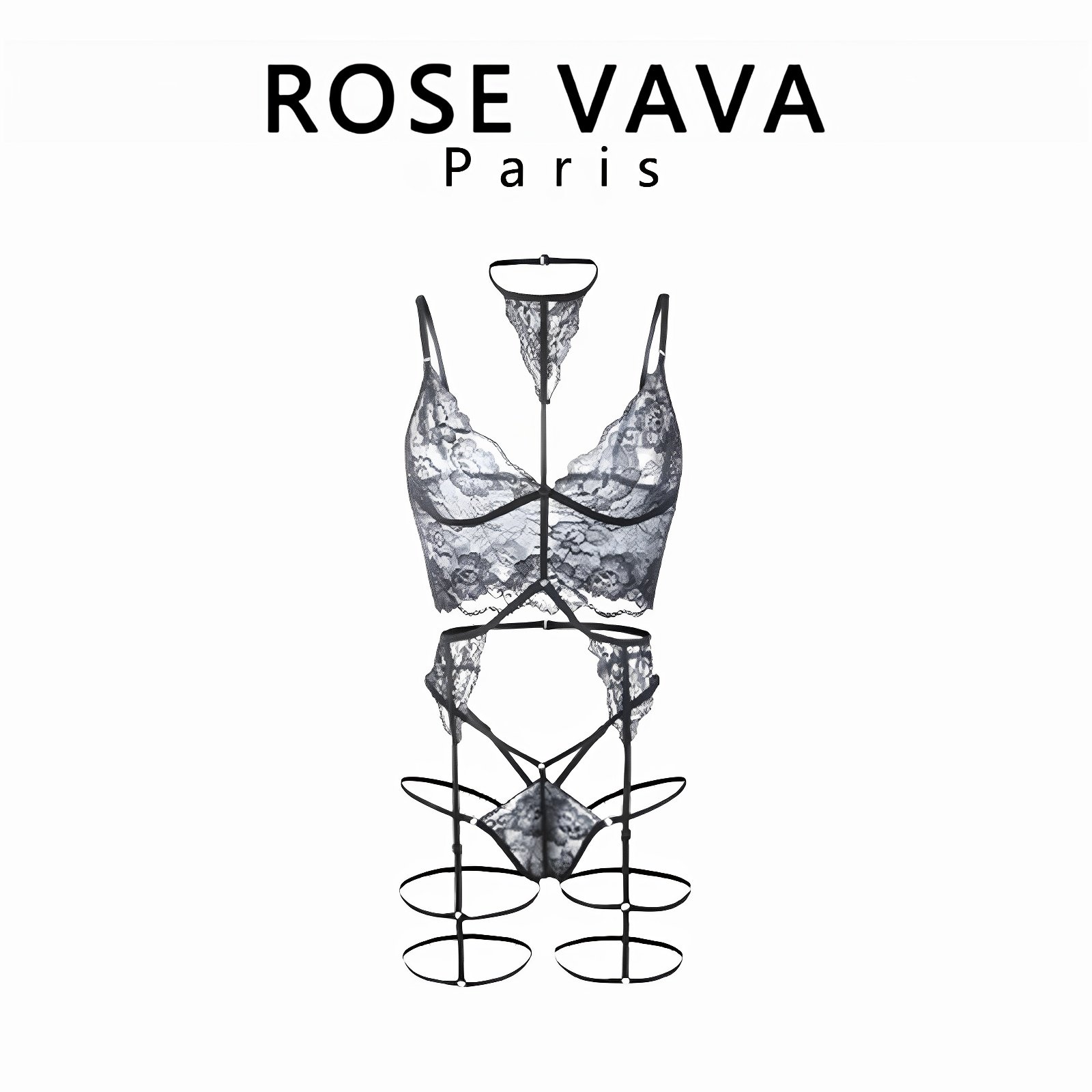 ROSE VAVA 蕾丝制服欧美连体衣女性感家居内衣睡裙家居服