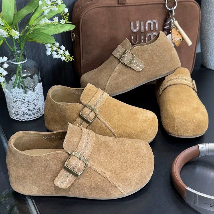 反绒皮全包勃肯鞋女平底双扣带一脚蹬软底懒人鞋休闲单鞋,女鞋,浅口单鞋,淘宝优惠券,粉丝福利购,淘宝优惠卷