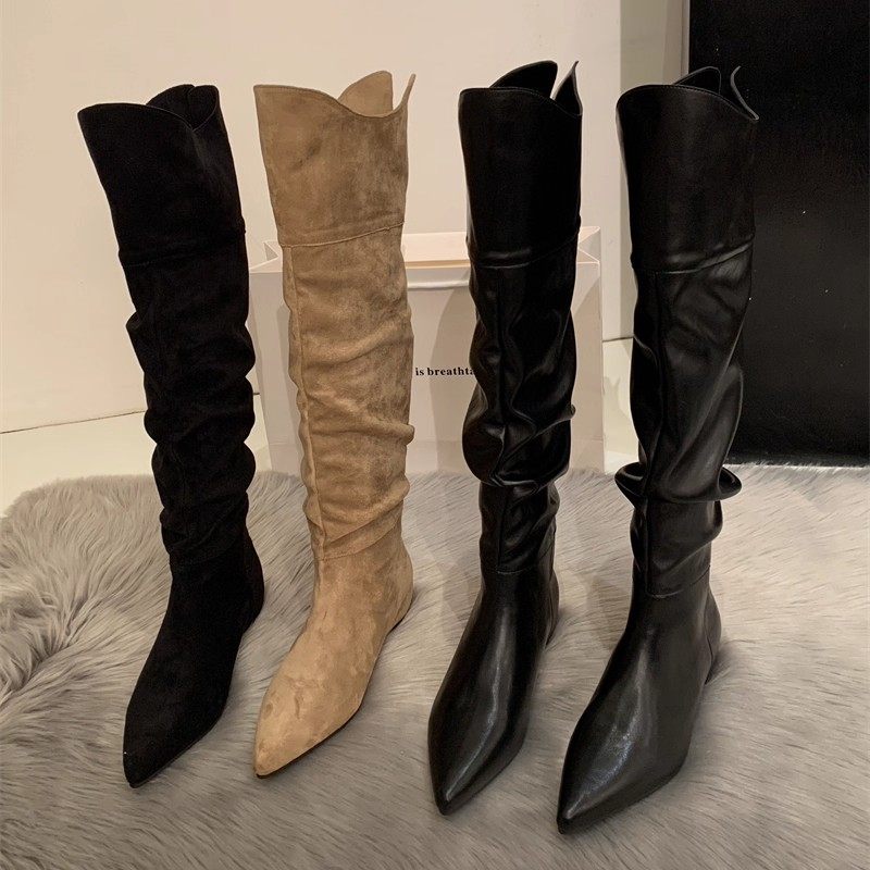 尖头堆堆靴女2026春秋新款长筒靴内增高骑士靴欧美风,女鞋,时装靴,淘宝优惠券,粉丝福利购,淘宝优惠卷