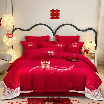 婚庆四件套结婚大红色高档床品