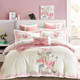 中式 床品纯棉四件套白色粉色床单式 4件套刺绣被套结婚庆床上用品