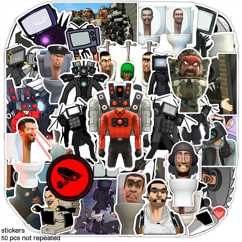 马桶人涂鸦贴纸不干胶防水