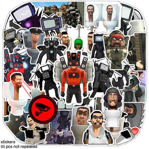 马桶人涂鸦贴纸不干胶防水