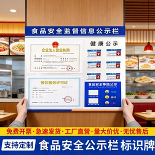 营业执照框架食品安全信息公示栏健康许可证餐饮展示板卡槽公告栏