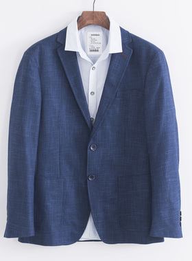 BMSK小西装男士外套春秋季蓝色轻熟风商务休闲宽松西服上衣潮男装