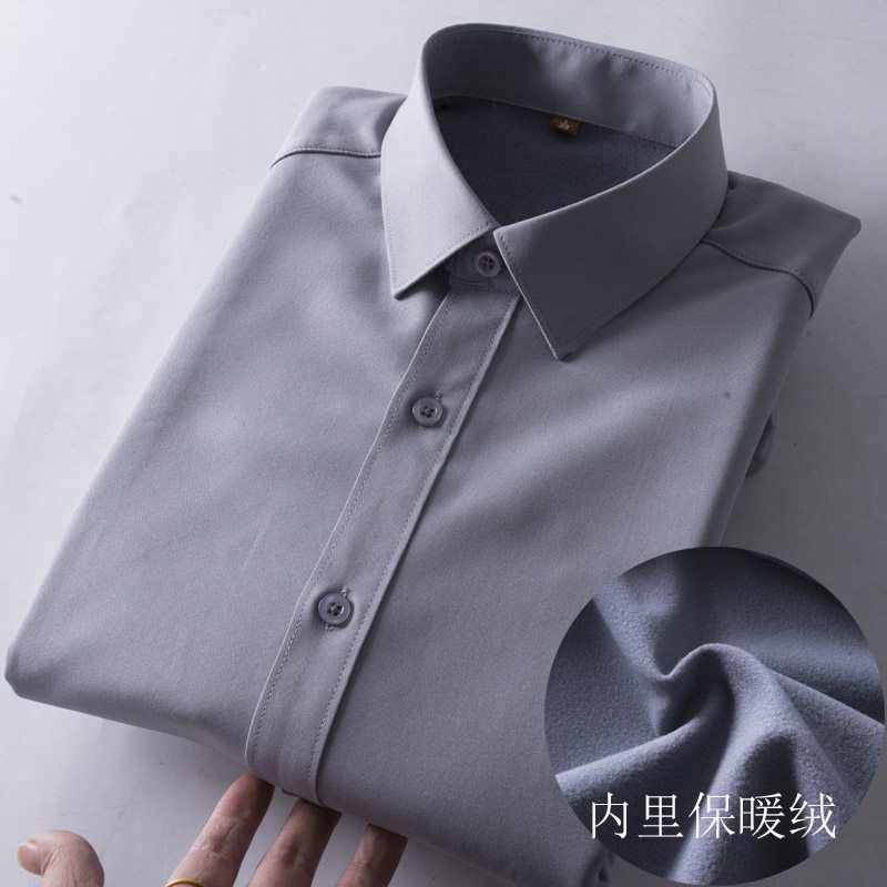 方领长袖商务休闲加绒加厚衬衫